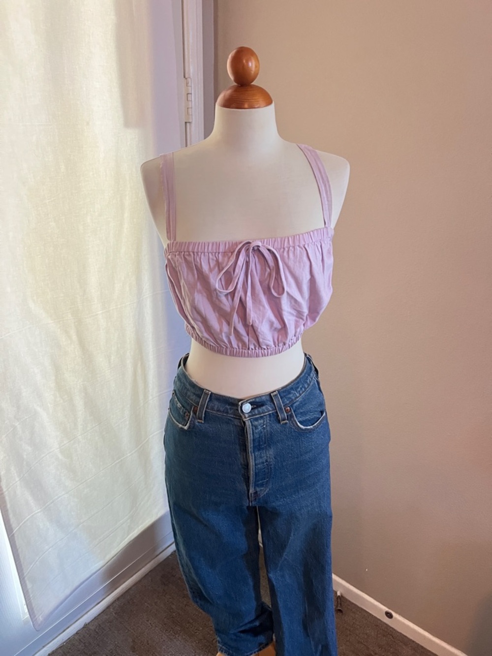 Sophie Rue Cotton Blend Lavender Crop Top